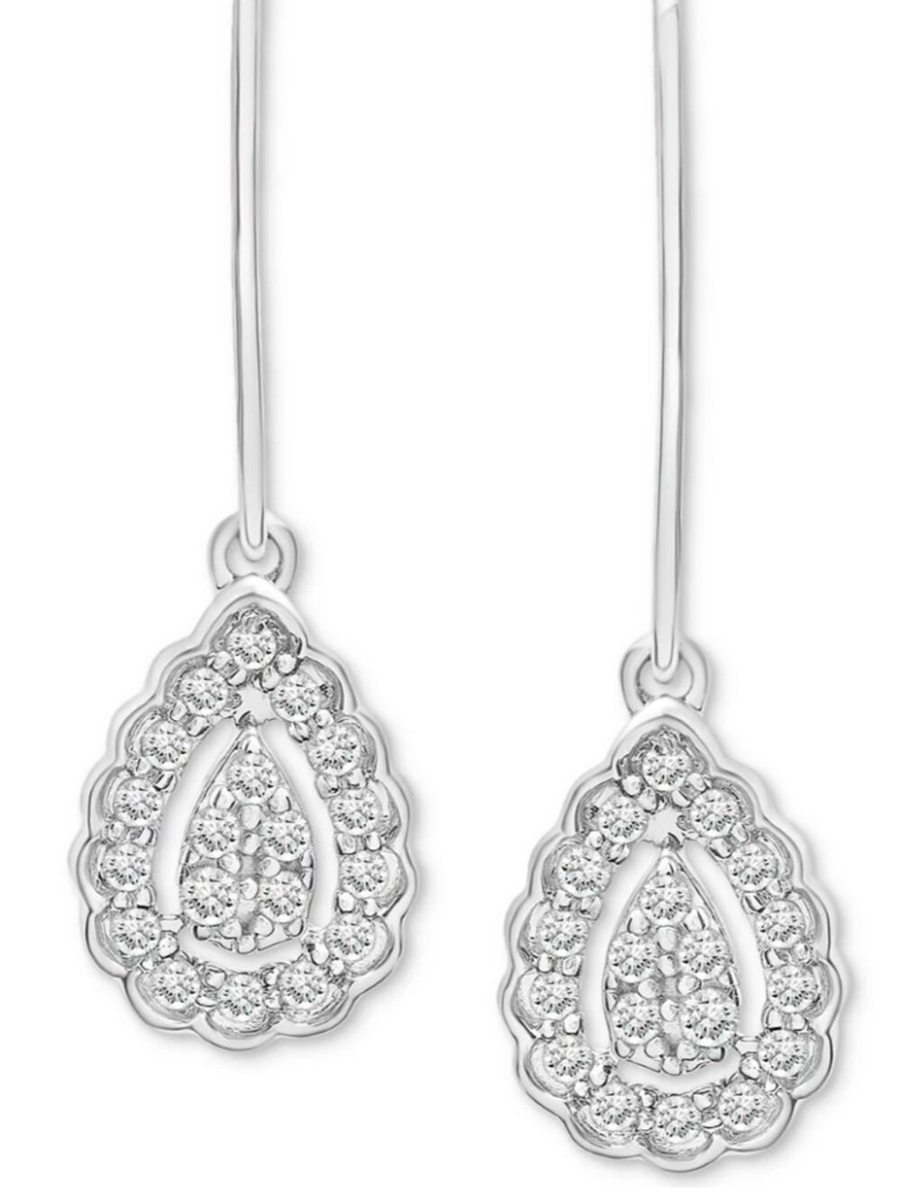NWT Diamond Teardrop Halo Cluster Leverback Drop Earrings